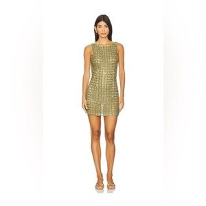 New LA FUORI Claudia Green Crystal Mini Dress in Nude